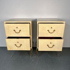 William Billy Haines Pair Large Mid Century French Parchment Commodes Chests or Cabinets 1950s - 2999129
