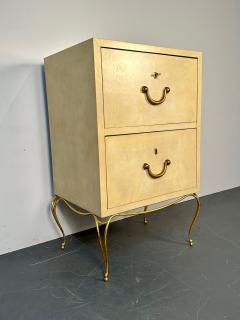 William Billy Haines Pair Large Mid Century French Parchment Commodes Chests or Cabinets 1950s - 2999131