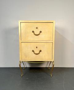 William Billy Haines Pair Large Mid Century French Parchment Commodes Chests or Cabinets 1950s - 2999133