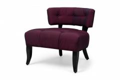 William Billy Haines Pair of Billy Haines Purple Upholstered Slipper Chairs and Matching Ottoman - 4273355