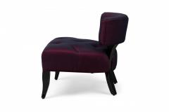 William Billy Haines Pair of Billy Haines Purple Upholstered Slipper Chairs and Matching Ottoman - 4273356
