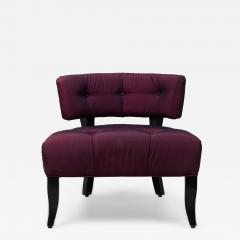 William Billy Haines Pair of Billy Haines Purple Upholstered Slipper Chairs and Matching Ottoman - 4288124