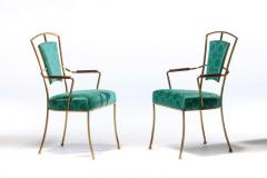 William Billy Haines Pair of Billy Haines Style Hollywood Regency Armchairs in Tony Duquette Fabric - 1976923