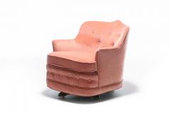 William Billy Haines Pair of Moroccan Modern Hollywood Regency Swivel Chairs in Pink Velvet - 2014440