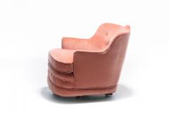 William Billy Haines Pair of Moroccan Modern Hollywood Regency Swivel Chairs in Pink Velvet - 2014445