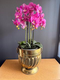 William Billy Haines Victorian Brass Fluted Planter with Ring Handles Antique Style 1970s - 4761554