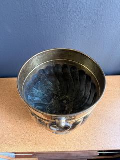William Billy Haines Victorian Brass Fluted Planter with Ring Handles Antique Style 1970s - 4761604