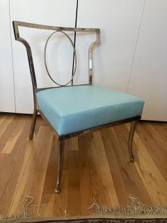 William Billy Haines William Billy Haines Chromed Brass and Turquoise Leather Chair - 2719305