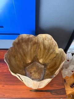 William Billy Haines X Large Patinated Brass Sea Shell Planter Billy Haines Style 1970s - 4761549