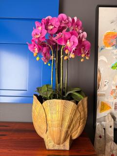William Billy Haines X Large Patinated Brass Sea Shell Planter Billy Haines Style 1970s - 4761608