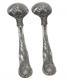 William Chawner Pair Georgian Silver Kings Honseysuckle Salt Spoons 1826 Chawner - 3923589