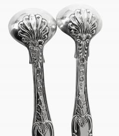 William Chawner Pair Georgian Silver Kings Honseysuckle Salt Spoons 1826 Chawner - 3923590