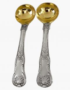 William Chawner Pair Georgian Silver Kings Honseysuckle Salt Spoons 1826 Chawner - 3923591