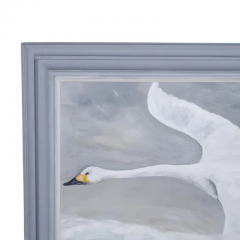 William Chewning Oil On Canvas Painting Of Flying Swans - 2565662