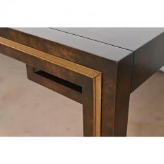 William Doezema Mid Century Modern Burl Wood and Brass Extension Dining Table - 3338907