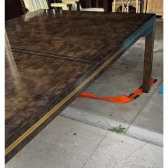 William Doezema Mid Century Modern Burl Wood and Brass Extension Dining Table - 3338908