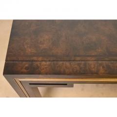 William Doezema Mid Century Modern Burl Wood and Brass Extension Dining Table - 3338920