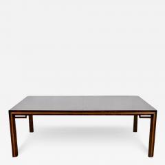 William Doezema Mid Century Modern Burl Wood and Brass Extension Dining Table - 3341601