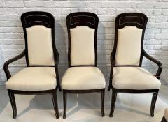 William Doezema Set of 6 Mastercraft Carpathian Elm and Brass Inlaid Dining Chairs - 3244919