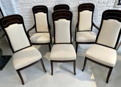 William Doezema Set of 6 Mastercraft Carpathian Elm and Brass Inlaid Dining Chairs - 3244921