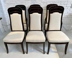 William Doezema Set of 6 Mastercraft Carpathian Elm and Brass Inlaid Dining Chairs - 3244922