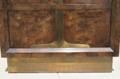 William Doezema Tall Amboyna Wood and Brass Cabinet by William Doezema for Mastercraft - 113239