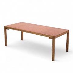 William Doezema William Doezema for Mastercraft Burlwood and Brass Dining Table with 3 Leaves - 4313482