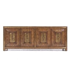 William Doezema William Doezema for Mastercraft Mid Century Burlwood and Brass Credenza - 3834223