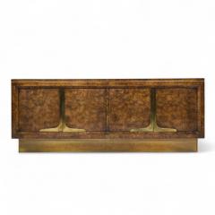 William Doezema William Doezema for Mastercraft Mid Century Burlwood and Brass Credenza - 4320405