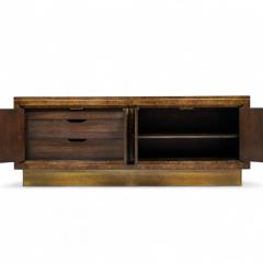 William Doezema William Doezema for Mastercraft Mid Century Burlwood and Brass Credenza - 4320409