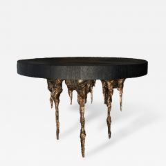 William Guillon DESENCHANT E TABLE One of a kind bronze and burnt wood round table - 4310206