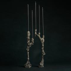 William Guillon OMNIA VANITAS 19 One of a kind white bronze candleholder for 3 candles signed - 2977420