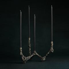 William Guillon OMNIA VANITAS 22 One of a kind white bronze candleholder for 4 candles signed - 2977413