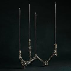 William Guillon OMNIA VANITAS 22 One of a kind white bronze candleholder for 4 candles signed - 2977414