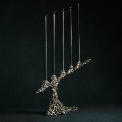William Guillon OMNIA VANITAS 9 One of a kind white bronze candleholder for 5 candles signed - 2977335