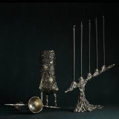 William Guillon VANITE 22 Unique white bronze candleholder hand sculpted - 2907957