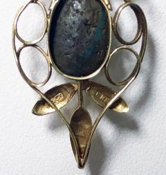 William Haseler Liberty Gold Turquoise Arts and Crafts Art Nouveau Pendant - 1111783
