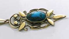 William Haseler Liberty Gold Turquoise Arts and Crafts Art Nouveau Pendant - 1111784