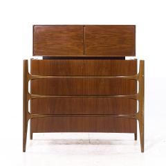 William Hinn William Hinn Mid Century Walnut Curved Front Highboy Dresser - 4157021