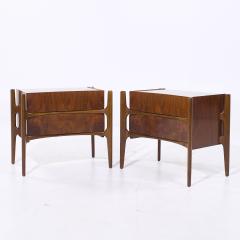 William Hinn William Hinn Mid Century Walnut Curved Front Nightstands Pair - 4049990