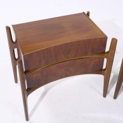 William Hinn William Hinn Mid Century Walnut Curved Front Nightstands Pair - 4049992