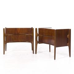 William Hinn William Hinn Mid Century Walnut Curved Front Nightstands Pair - 4156990