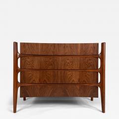 William Hinn William Hinn Sculpted Walnut 4 Drawer Dresser Made in Sweden c 1950s - 4267229