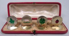 William Hornby English Edwardian Silver Gilt Lucky Charm Place Card Holders 1905 - 4424313