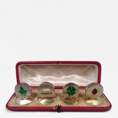William Hornby English Edwardian Silver Gilt Lucky Charm Place Card Holders 1905 - 4426828