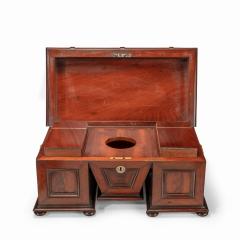 William IV mahogany tea caddy in the form of a pedestal sideboard - 2486551