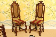 William Mary Period Carved Walnut Tall Back Side Chairs - 3937095