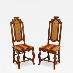 William Mary Period Carved Walnut Tall Back Side Chairs - 3940233