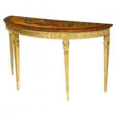 William Moore 3224 18th C Irish Painted Demilune Table Gilt Base Attributed Wm Moore - 2498010