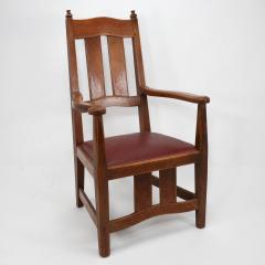 William Richard Lethaby W R Lethaby A Rare Arts Crafts Sculptured Oak Armchair with Shaped Arms - 4191469